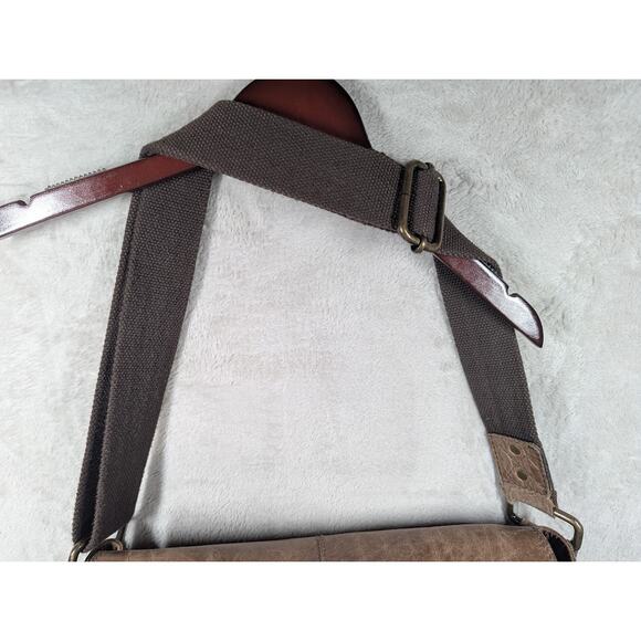 Vintage Fossil Brown Leather Messenger Crossbody Computer Laptop Bag Magnets - Picture 12 of 14